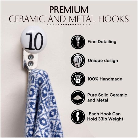 Number Ceramic Hooks -10